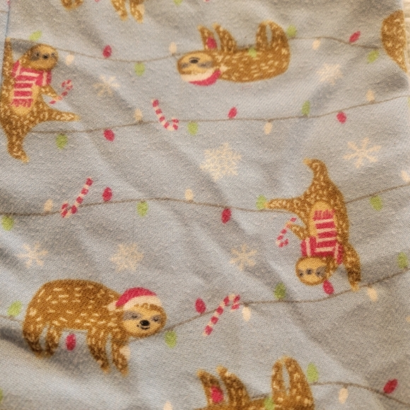 Adorable sloth flannel holiday pajamas, size 12 - Picture 3 of 4